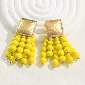 Zara Yellow Cascade Beaded Earrings